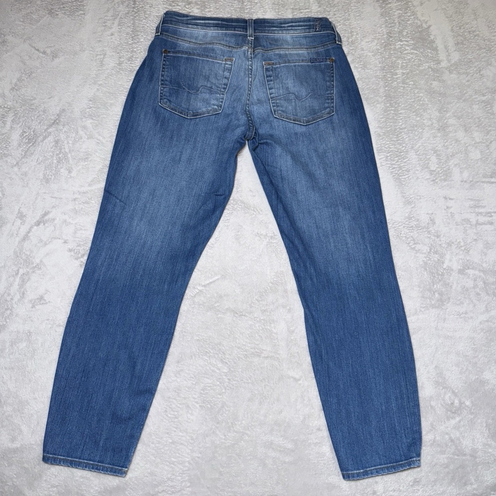 7 For All Mankind Women's Gwenevere Light Wash Cropped Blue Denim Jeans Size 27